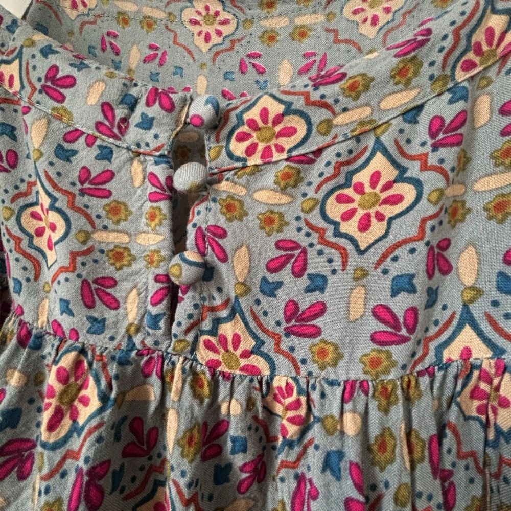 Natural Life Boho Maxi Dress Medium Floral Geometric Print Sleeveless Sundress - Picture 4 of 9